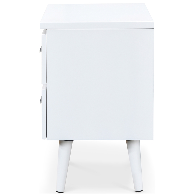 Home Square Two Deep Drawer Side Table in White Finish - Set of 2