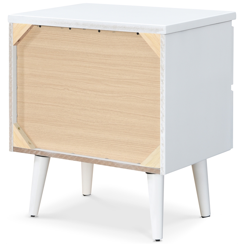 Home Square Two Deep Drawer Side Table in White Finish - Set of 2