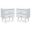 Home Square Two Deep Drawer Side Table in White Finish - Set of 2