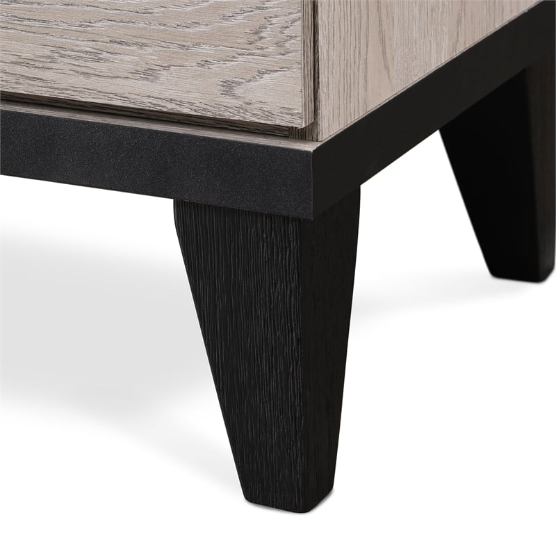 Home Square 2 Drawer Wood Nightstand in Beige Finish - Set of 2