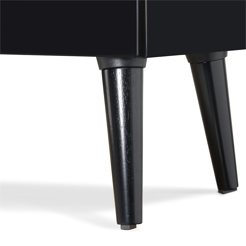 Home Square Two Deep Drawer Side Table in Black Finish - Set of 2