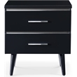 Home Square Two Deep Drawer Side Table in Black Finish - Set of 2