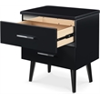 Home Square Two Deep Drawer Side Table in Black Finish - Set of 2