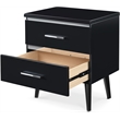 Home Square Two Deep Drawer Side Table in Black Finish - Set of 2