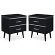 Home Square Two Deep Drawer Side Table in Black Finish - Set of 2