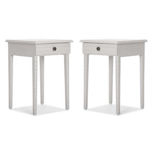 Home Square Wood Nightstand with Drawer in Light Gray - Set of 2