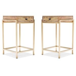Home Square Modern Living Room Accent Table in Beige and Gold - Set of 2