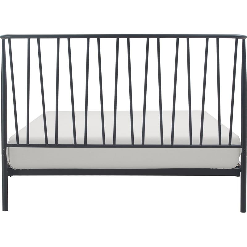 Home Square 3-Piece Set with 2 Side Tables and Metal Queen Bed in Black