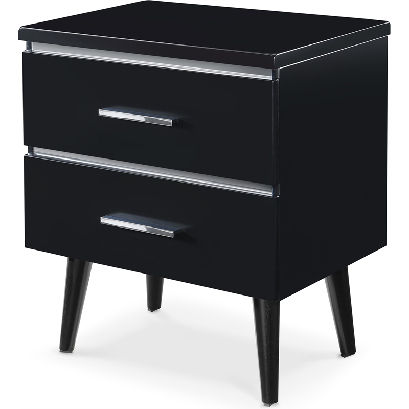 Home Square 2-Piece Set with Side Table and Metal Queen Bed in Black