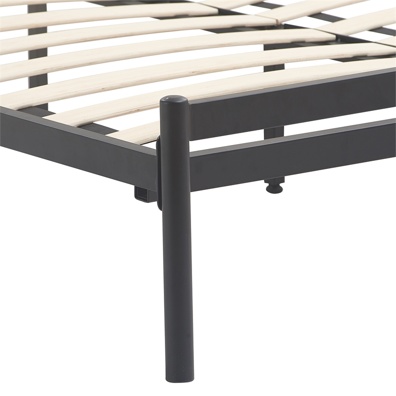 Home Square 2-Piece Set with Side Table and Metal Queen Bed in Black