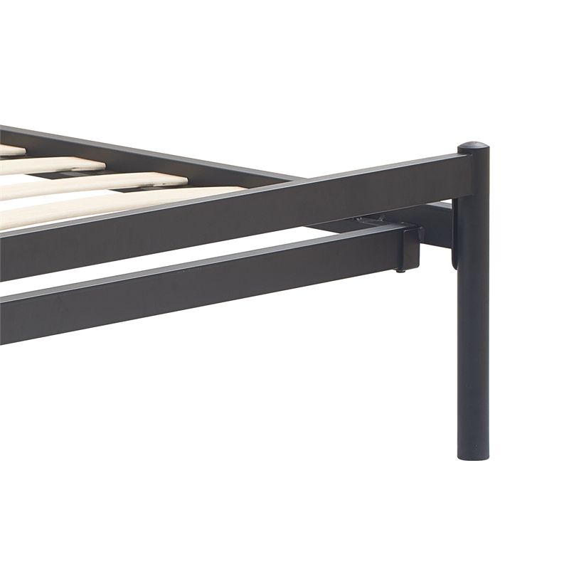 Home Square 2-Piece Set with Side Table and Metal Queen Bed in Black
