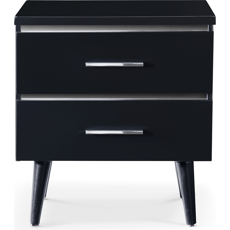 Home Square 2-Piece Set with Side Table and Metal Queen Bed in Black