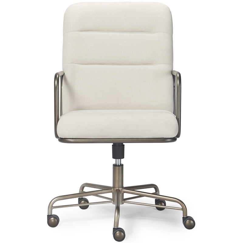 Home Square 2-Piece Set with Fabric Desk Chair and Writing Desk in Brown & Cream