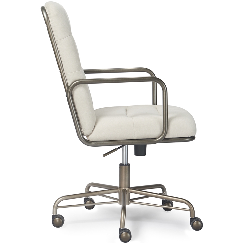 Home Square 2-Piece Set with Fabric Desk Chair and Writing Desk in Brown & Cream