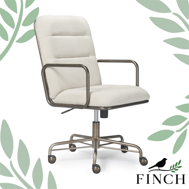 Home Square 2-Piece Set with Fabric Desk Chair and Writing Desk in Brown & Cream