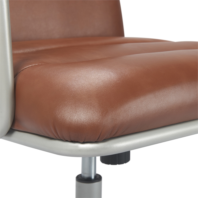 Home Square 2-Piece Set with Leather Chair and Writing Desk in Brown
