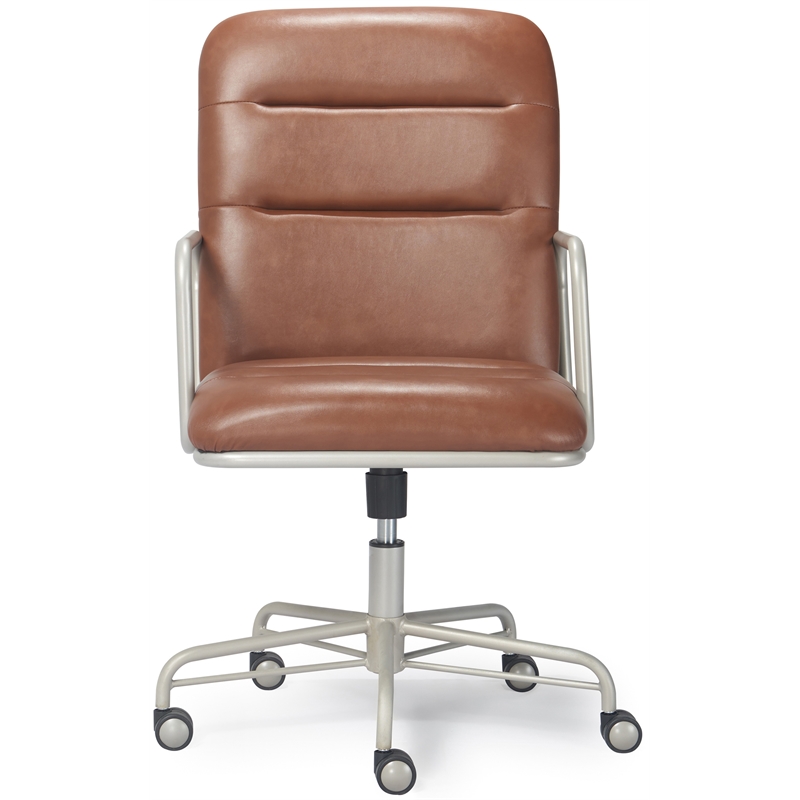 Home Square 2-Piece Set with Leather Chair and Writing Desk in Brown