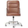 Home Square 2-Piece Set with Leather Chair and Writing Desk in Brown