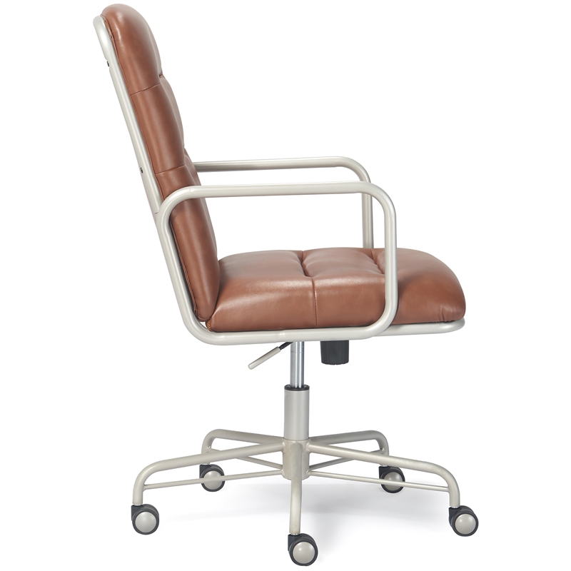 Home Square 2-Piece Set with Leather Chair and Writing Desk in Brown