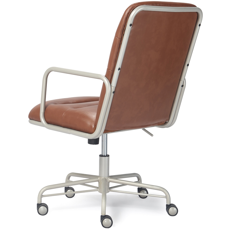 Home Square 2-Piece Set with Leather Chair and Writing Desk in Brown