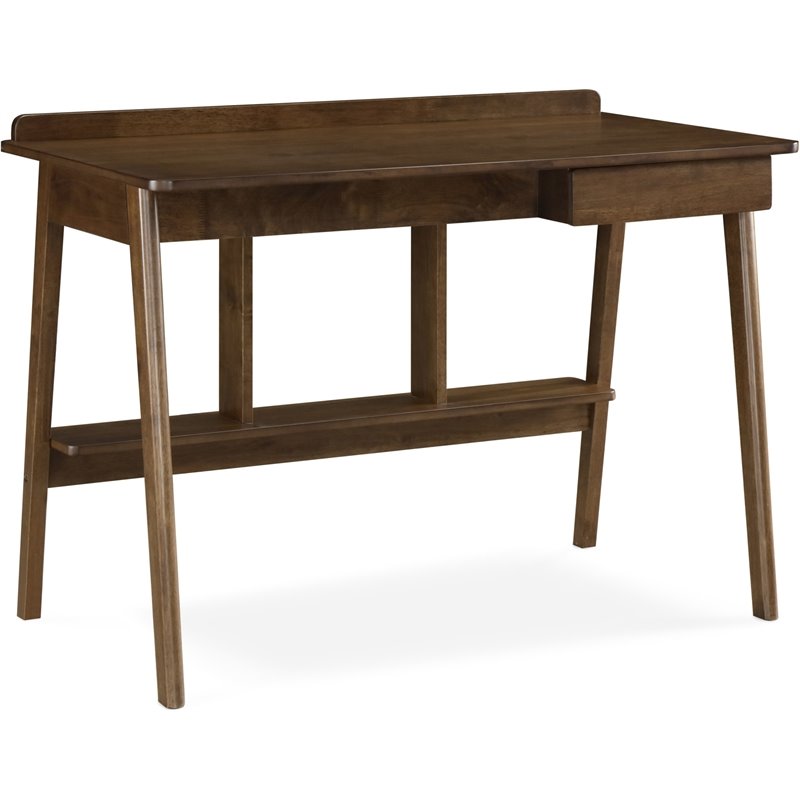Home Square 2-Piece Set with Leather Chair and Writing Desk in Brown