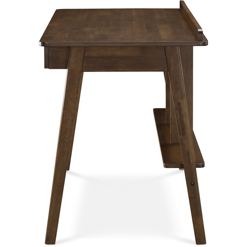 Home Square 2-Piece Set with Leather Chair and Writing Desk in Brown