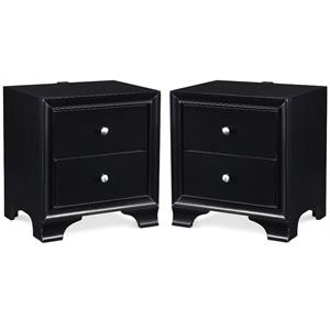 Home Square 2 Drawer Nightstand with USB in Black Finish - Set of 2