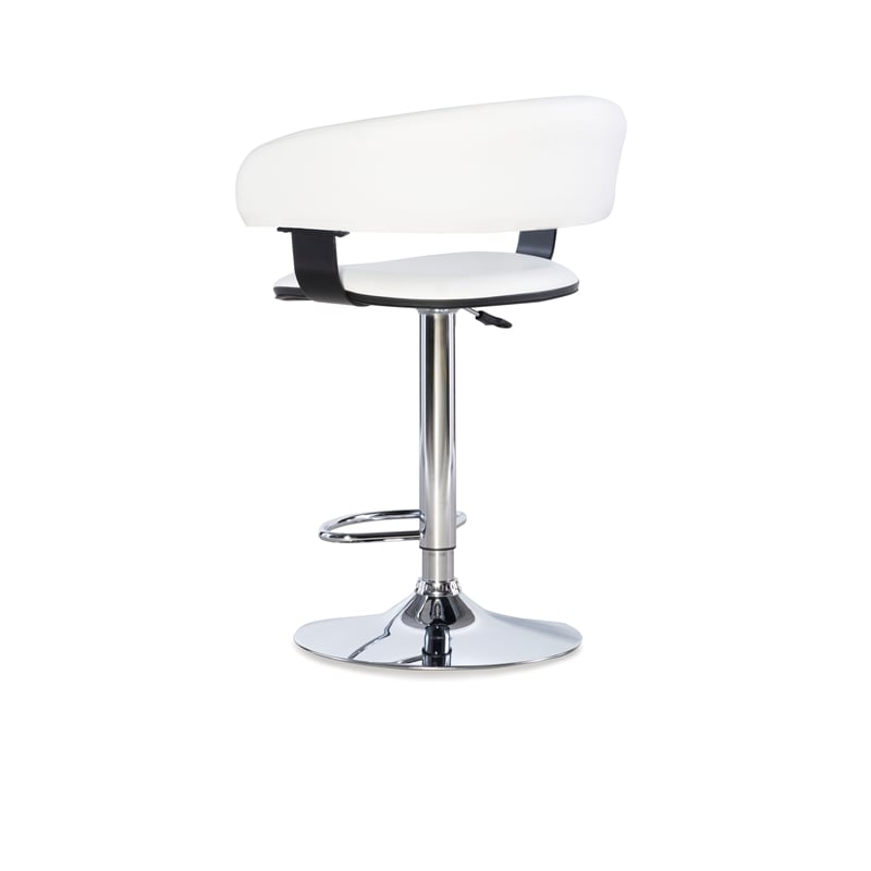 Home Square Curved Back Metal Adjustable Barstool in White - Set of 3