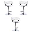 Home Square Curved Back Metal Adjustable Barstool in White - Set of 3