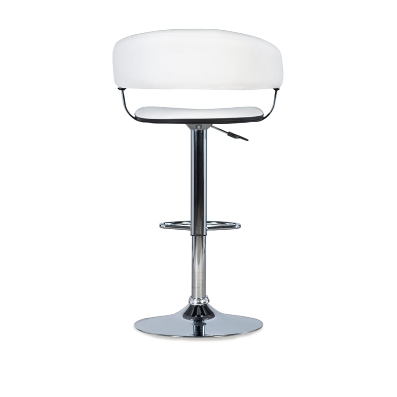 Home Square Curved Back Metal Adjustable Barstool in White - Set of 2