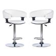 Home Square Curved Back Metal Adjustable Barstool in White - Set of 2