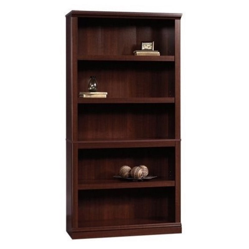 Home Square Engineered Wood 5 Shelf Bookcase in Select Cherry - Set of 2