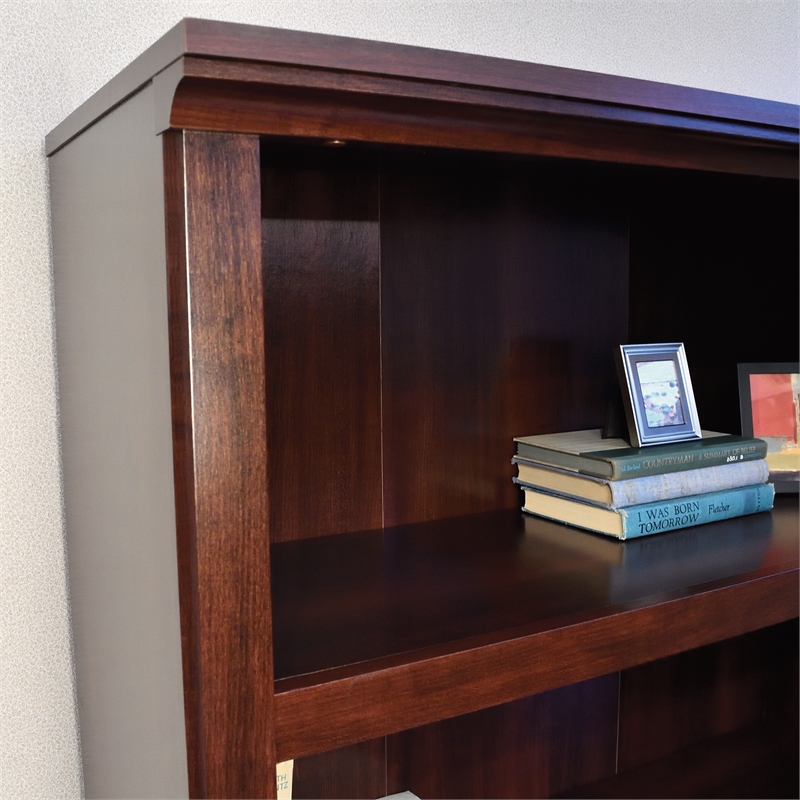 Home Square Engineered Wood 5 Shelf Bookcase in Select Cherry - Set of 2