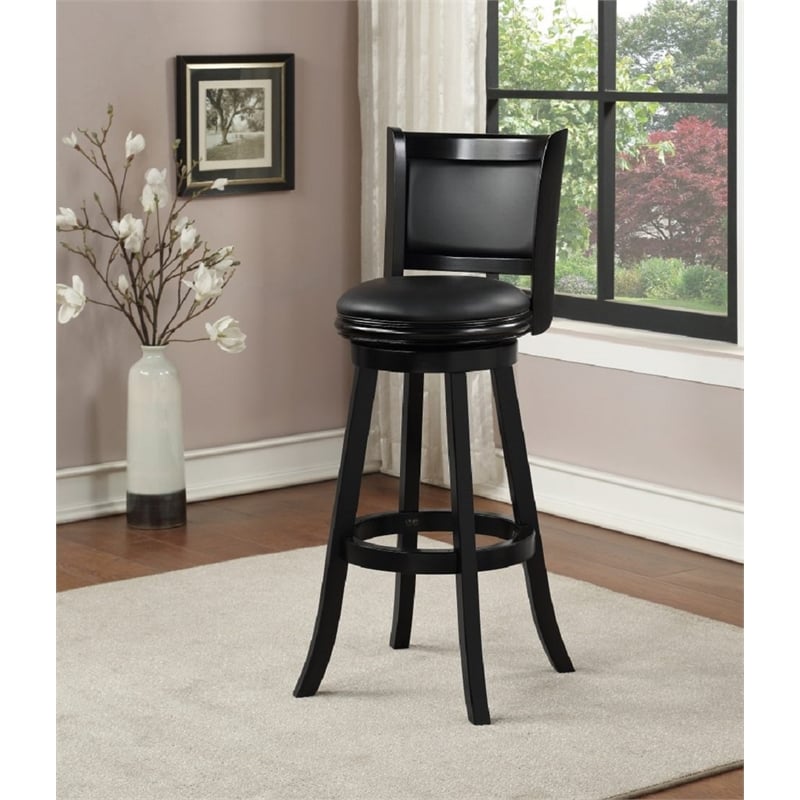 Home Square Extra Tall Swivel Barstool in Black Finish - Set of 3