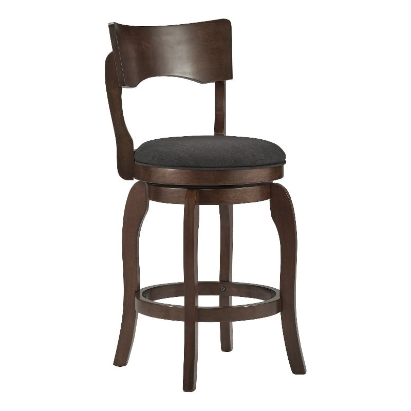Home Square Swivel Linen Counter Height Barstool in Dark Gray - Set of 3