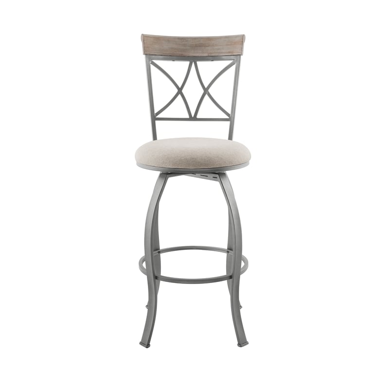Home Square Metal Swivel Barstool in Pewter Finish - Set of 3