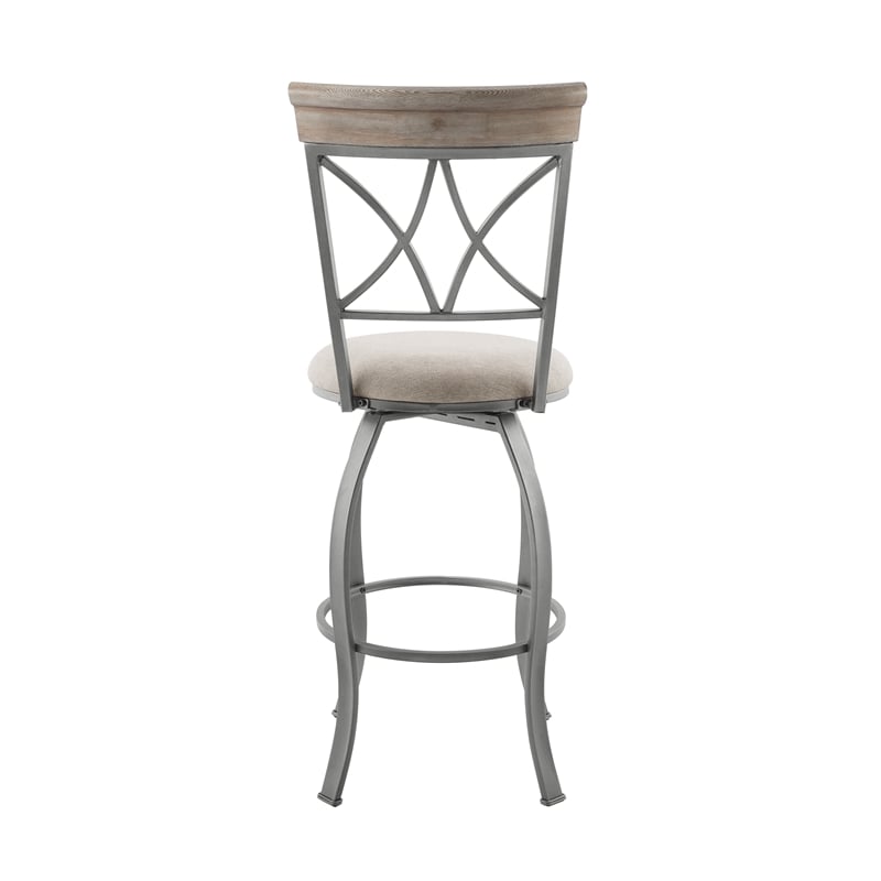 Home Square Metal Swivel Barstool in Pewter Finish - Set of 3