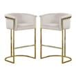 Home Square Velvet Barstool with Chrome Base in Cream - Set of 2