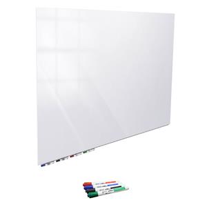 Home Square 2-Piece Set with Glassboard & Markers Assorted 4 Pack in Multi-Color