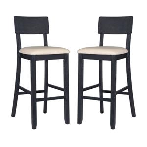 Home Square 31.5&quot Wood Barstool in Dark Charcoal Gray - Set of 2