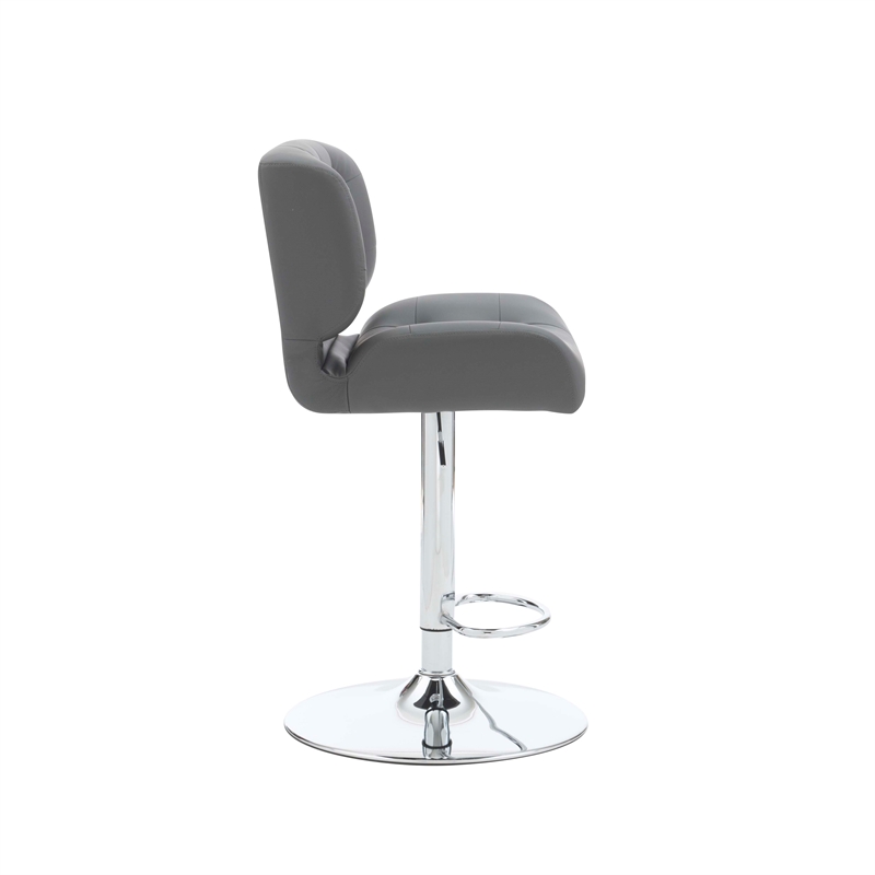Home Square Metal Chrome Barstool with Upholstered Seat in Gray - Set of 2