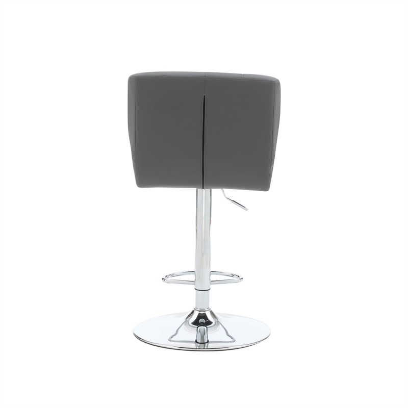 Home Square Metal Chrome Barstool with Upholstered Seat in Gray - Set of 2