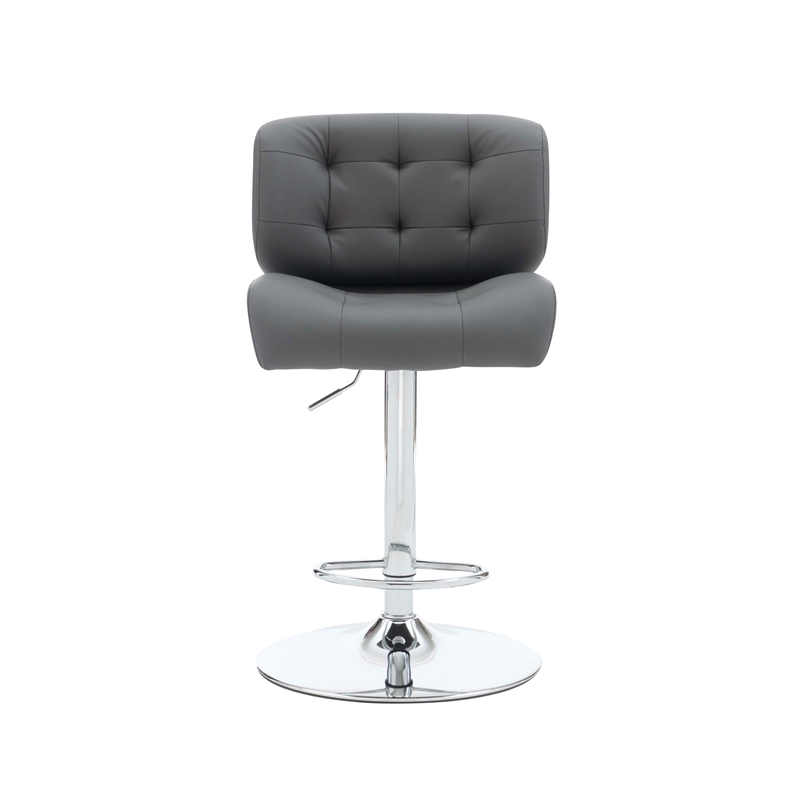 Home Square Metal Chrome Barstool with Upholstered Seat in Gray - Set of 2