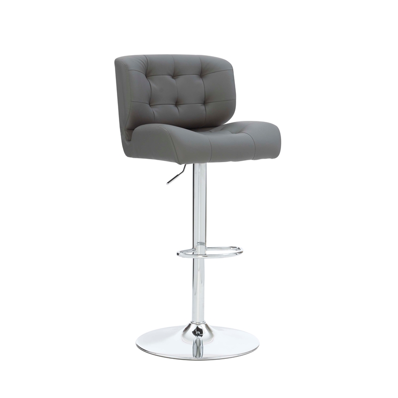 Home Square Metal Chrome Barstool with Upholstered Seat in Gray - Set of 2