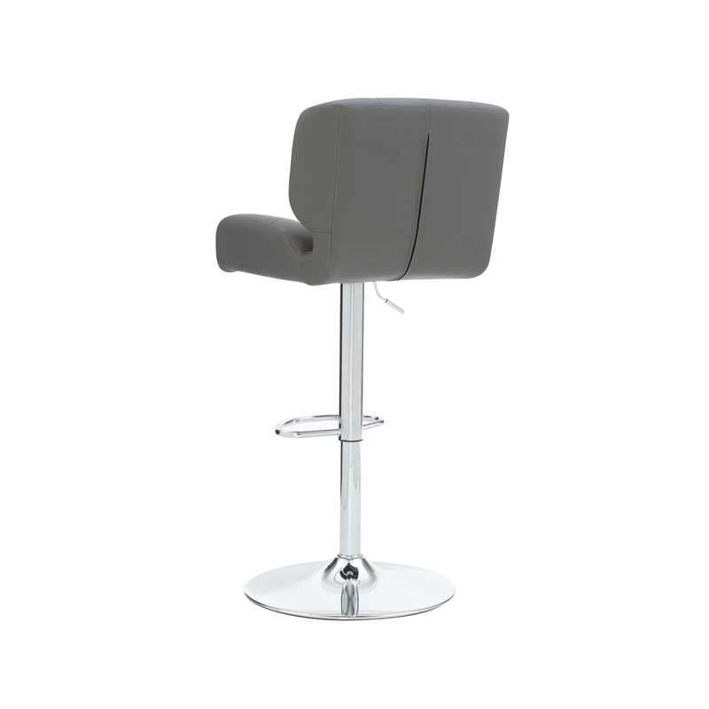 Home Square Metal Chrome Barstool with Upholstered Seat in Gray - Set of 2