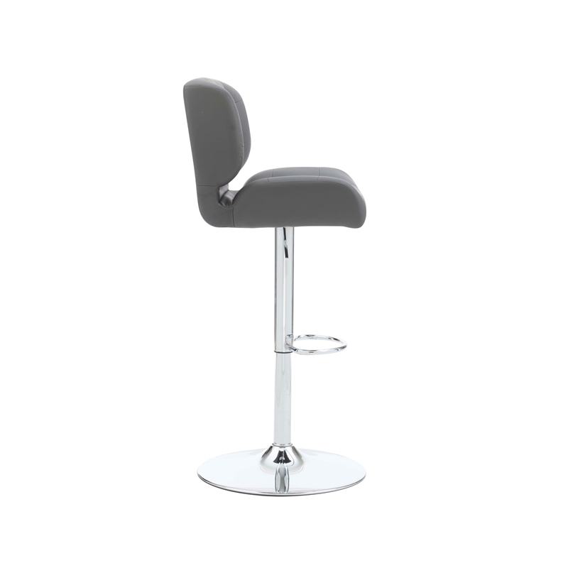 Home Square Metal Chrome Barstool with Upholstered Seat in Gray - Set of 2