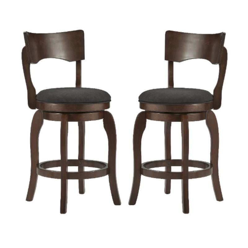 Home Square Swivel Linen Counter Height Barstool in Dark Gray - Set of 2