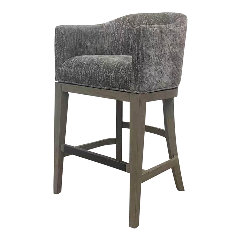 Home Square Modern Wood Swivel Barstool in Gray Finish - Set of 2