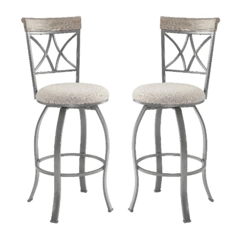 Home Square Metal Swivel Barstool in Pewter Finish - Set of 2