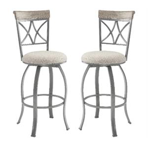Home Square Metal Swivel Barstool in Pewter Finish - Set of 2